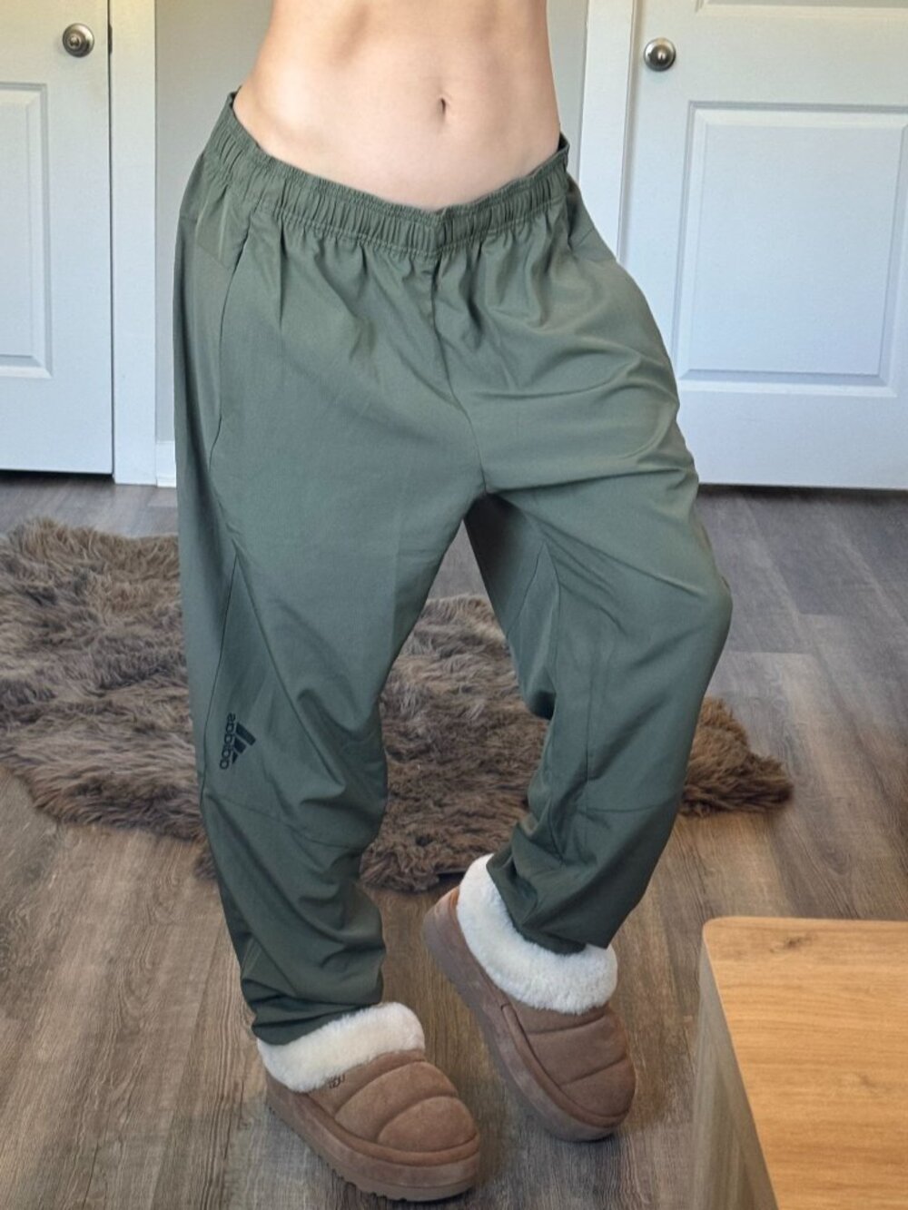 Y2K Adidas Aeroready Baggy Low Rise Track Pants XL Green Sporty Streetwear